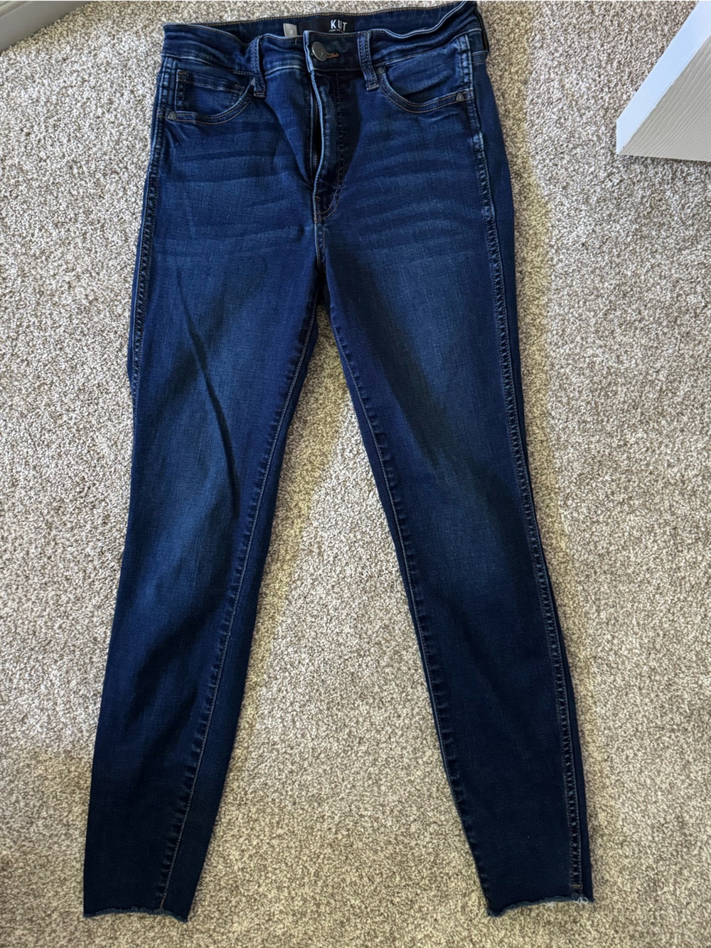 Dark Blue Skinny Jeans for Women. Kut From the Kloth.  Frayed hem